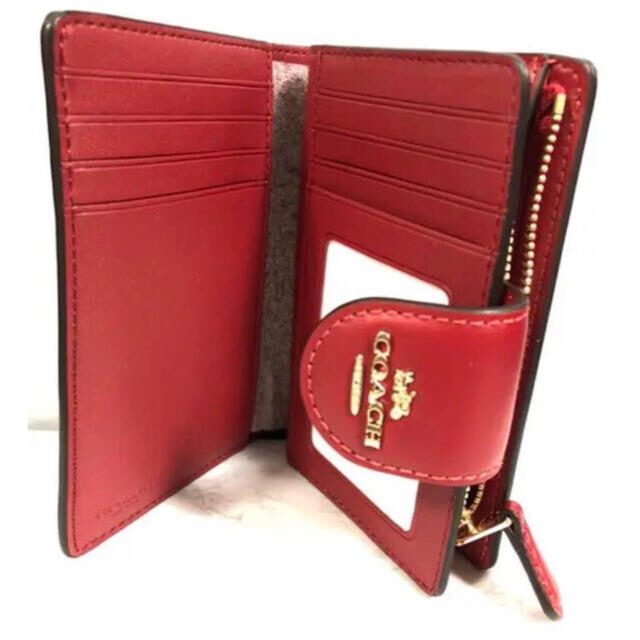 COACH(コーチ)の新品 COACH コーチ 折り財布  トゥルーレッド 赤 二つ折り財布 レディースのファッション小物(財布)の商品写真