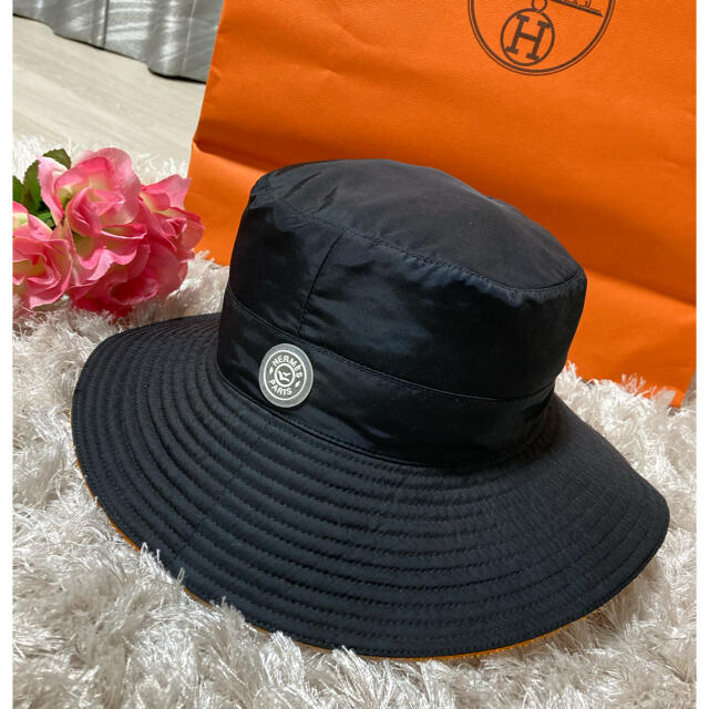 【新品】HERMES エルメス 黒ハット 58レディース