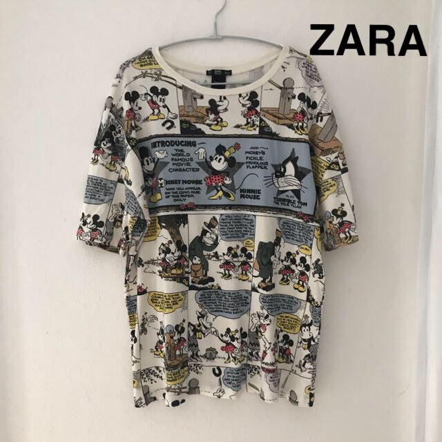 ZARA(ザラ)のドルチェ姫様専用　ZARAザラディズニーコラボTシャツコミック柄希少品 レディースのトップス(Tシャツ(半袖/袖なし))の商品写真