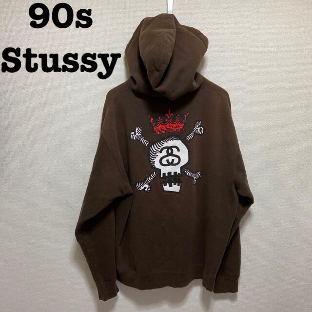 vintage USA製 STUSSY クロスボーン フーディー パーカー 10年以上の
