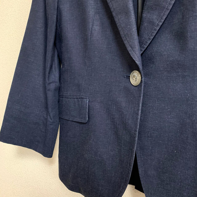 青山(アオヤマ)のネイビー リネンジャケット レディースのフォーマル/ドレス(スーツ)の商品写真