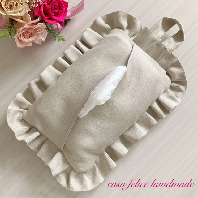 フリルティッシュボックスカバー ティッシュケース ハンドメイド♡