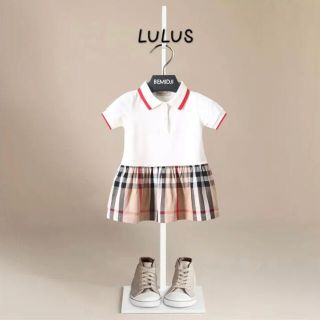 マルチポロドレス　パッチワークアイコンストライプ ワンピース　キッズ子供服女の子(ワンピース)