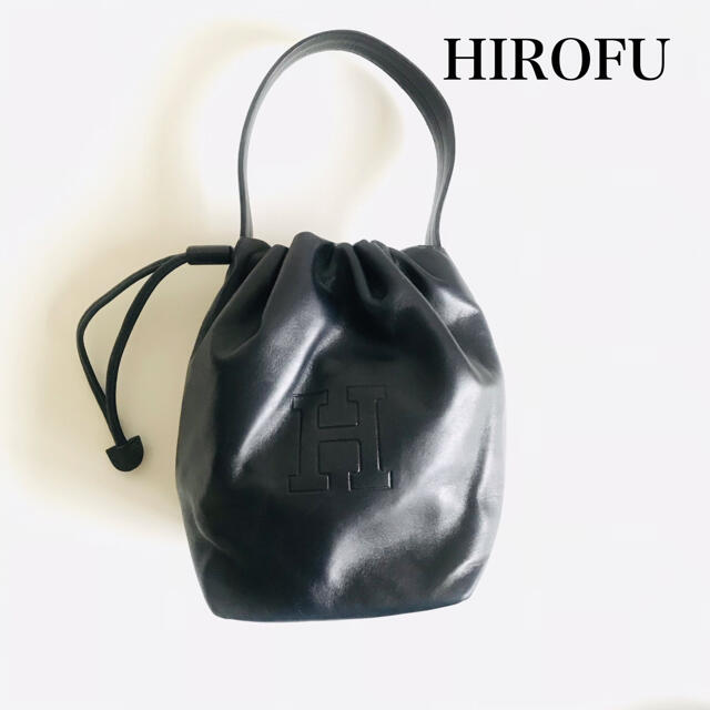 極美品✨ヒロフ ショルダーバッグ シボ革 Hロゴ 紺 ネイビー