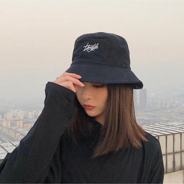 バケハ ファッション 韓国 バケットハット ストリート 黒 オルチャン 帽子の通販 by Luna @ shop｜ラクマ