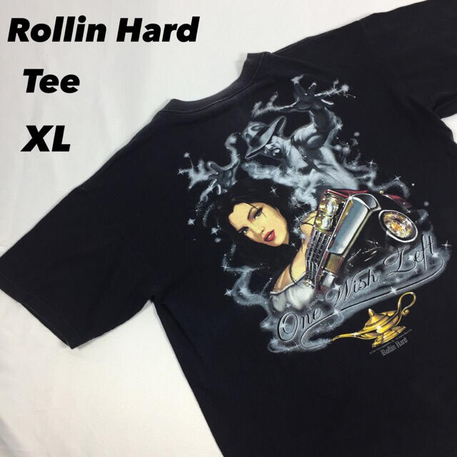 ROLLIN HARD(ローリンハード)の古着 希少 ローリンハード tシャツ 半袖 レトロ オーバーサイズ 黒 XL メンズのトップス(Tシャツ/カットソー(半袖/袖なし))の商品写真