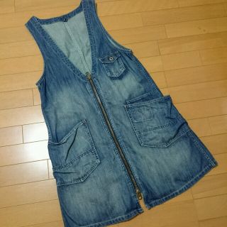 デニム ファスナー ジャンパースカート マタニティー(マタニティワンピース)