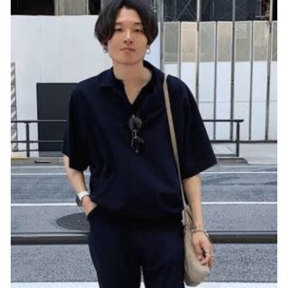 サンシー(SUNSEA)のSUNSEA  SNM blue  POLO ネイビー　サイズ3(ポロシャツ)