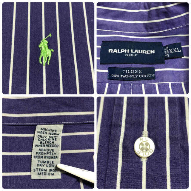 Ralph Lauren(ラルフローレン)のラルフローレンゴルフ☆ワンポイント刺繍ロゴビッグペンシルストライプシャツ 90s メンズのトップス(シャツ)の商品写真