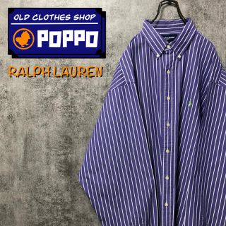 ラルフローレン(Ralph Lauren)のラルフローレンゴルフ☆ワンポイント刺繍ロゴビッグペンシルストライプシャツ 90s(シャツ)