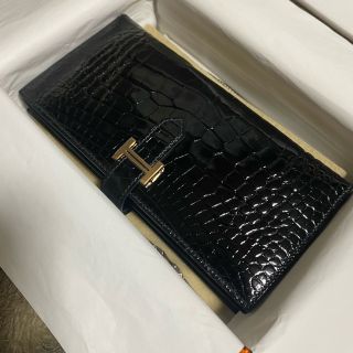 エルメス(Hermes)の☆極美品☆ HERMES エルメス ベアン スフレ 黒 アリゲーター(長財布)