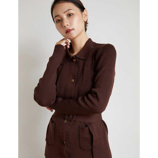 RANDEBOO  Rib knit cardigan (Brown) レディースのトップス(カーディガン)の商品写真