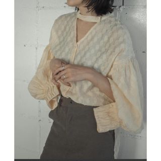 やま様専用ANOGH  JACQUARD BLOUSE (WHITE)(シャツ/ブラウス(長袖/七分))