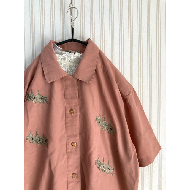ビンテージ 刺繍総柄シャツ ポリシャツ ヴィンテージ レトロ | www