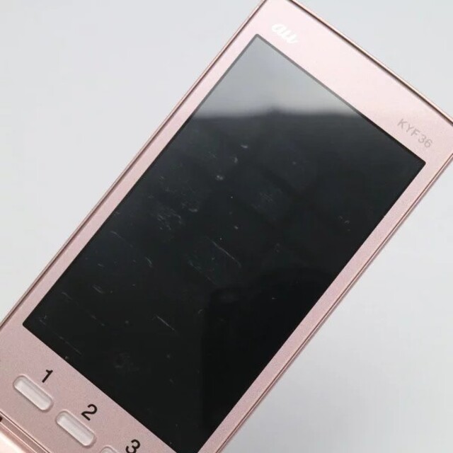 京セラ(キョウセラ)の値下げ　KYOCERA au かんたんケータイ KYF36 ピンク スマホ/家電/カメラのスマートフォン/携帯電話(携帯電話本体)の商品写真