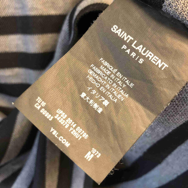 正規 Saint Laurent サンローランパリ ボーダー ポロシャツ