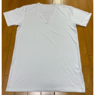 ユニクロ(UNIQLO)のUNIQLO シルキードライ Vネック(半袖)Tシャツ (L) ホワイト 白(Tシャツ/カットソー(半袖/袖なし))