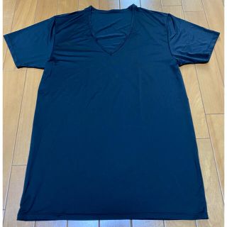 ユニクロ(UNIQLO)のUNIQLO シルキードライ Vネック(半袖)Tシャツ (L) ブラック 黒(Tシャツ/カットソー(半袖/袖なし))