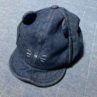 プティマイン(petit main)のデニム ねこ耳 帽子 キッズ(帽子)