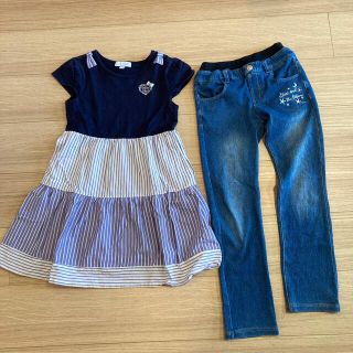 マザウェイズ(motherways)の【マザウェイズ】ワンピース&ストレッチパンツ　130㎝(ワンピース)