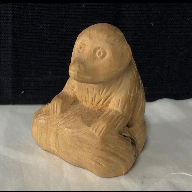 e657e 根付 猿 さる サル 木彫 彫刻 エンタメ/ホビーの美術品/アンティーク(彫刻/オブジェ)の商品写真