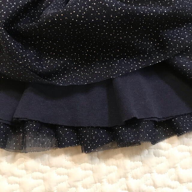 PETIT BATEAU(プチバトー)のプチバトー ラメボーダーワンピース 女の子 80㎝ キッズ/ベビー/マタニティのベビー服(~85cm)(ワンピース)の商品写真