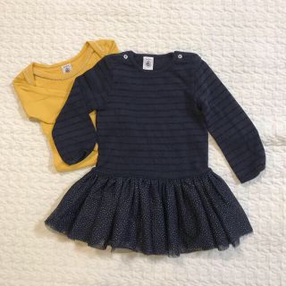 プチバトー(PETIT BATEAU)のプチバトー ラメボーダーワンピース 女の子 80㎝(ワンピース)