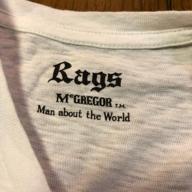 Mサイズ！日本製 RAGS ラグスマックレガー  古着半袖Tシャツ 白×ゴールド メンズのトップス(Tシャツ/カットソー(半袖/袖なし))の商品写真