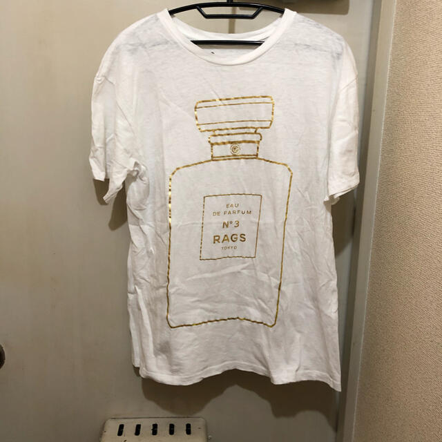 Mサイズ！日本製 RAGS ラグスマックレガー  古着半袖Tシャツ 白×ゴールド メンズのトップス(Tシャツ/カットソー(半袖/袖なし))の商品写真