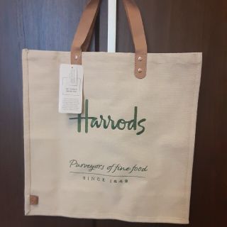 ハロッズ(Harrods)のナチュラル🔶ハロッズ　麻×レザー　エコトートバッグ(エコバッグ)