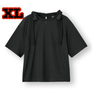 ジーユー(GU)のイチゴ様専用　GUアンダーカバー五分袖リボンデザインＴ　XL(カットソー(半袖/袖なし))