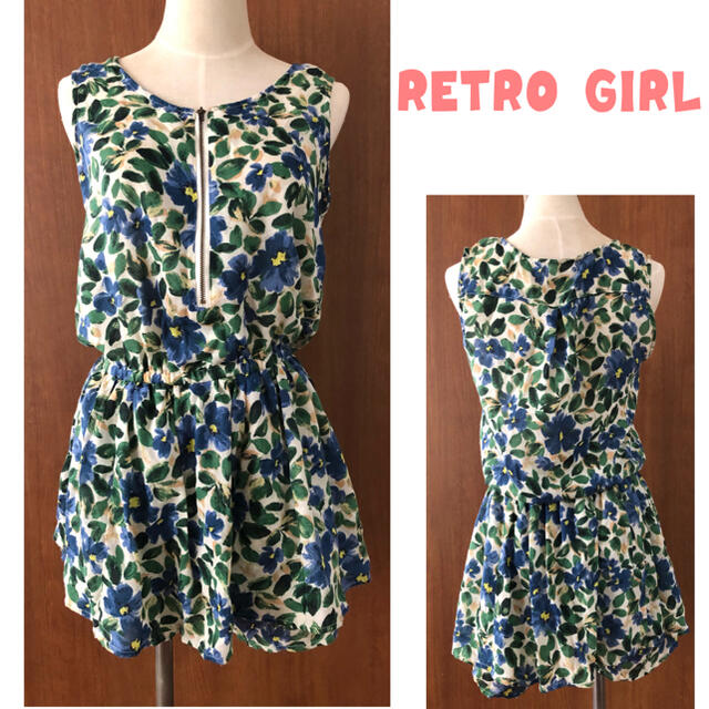 RETRO GIRL(レトロガール)の花柄オーバーオールキュロット レディースのパンツ(サロペット/オーバーオール)の商品写真