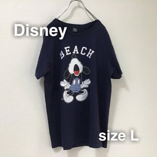 ディズニー(Disney)のDisney ミッキーマウス　Tシャツ　半袖　L ネイビー　紺　フロントプリント(Tシャツ/カットソー(半袖/袖なし))