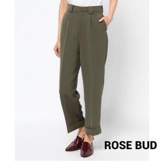 ローズバッド(ROSE BUD)の美品 ROSE BUD ダブルワイドパンツ　カーキ　S(カジュアルパンツ)