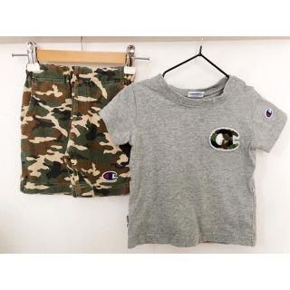 チャンピオン(Champion)のchampion チャンピオン　半袖　迷彩セットアップ　90cm(Tシャツ/カットソー)