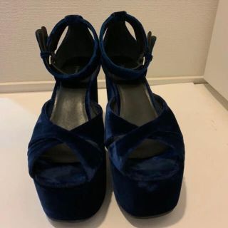 セリーヌ(celine)のceline＊美品＊セリーヌ ベロアウェッジソール サンダル＊size 38.5(サンダル)