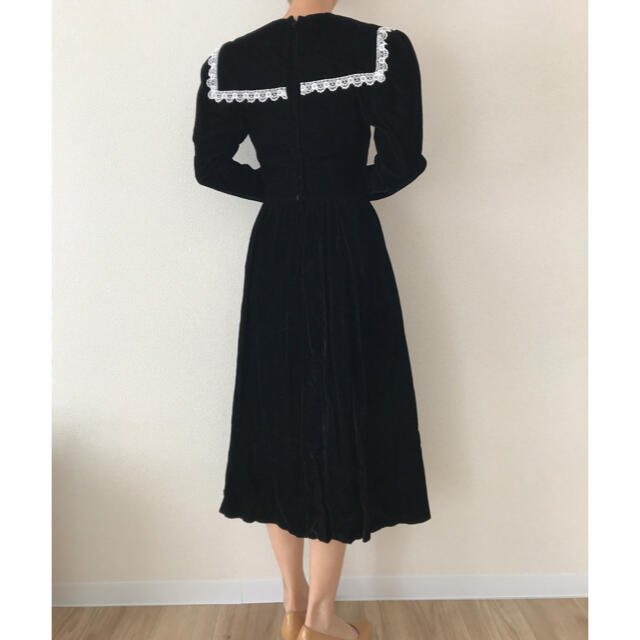 GUNNE SAX(ガニーサックス)の★美品★GUNNE SAX ガニーサックス ベロアロングスリーブワンピース レディースのワンピース(ひざ丈ワンピース)の商品写真