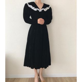 ガニーサックス(GUNNE SAX)の★美品★GUNNE SAX ガニーサックス ベロアロングスリーブワンピース(ひざ丈ワンピース)