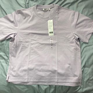 ユニクロ(UNIQLO)のタイムセールUNIQLOエアリズムコットンオーバーサイズクルーネックTパープルM(Tシャツ/カットソー(半袖/袖なし))