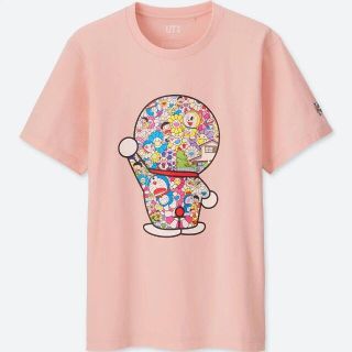 ユニクロ(UNIQLO)の【美品/Lサイズ】ユニクロ 村上隆 × ドラえもん Tシャツ ピンク(Tシャツ/カットソー(半袖/袖なし))