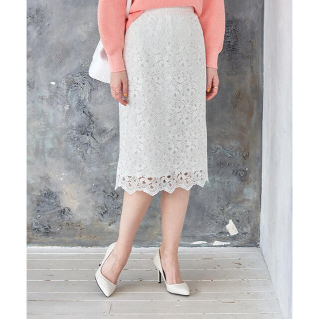ANAYI(アナイ)のANAYI アナイ　モザイクフラワーレースタイトスカート　2020 レディースのスカート(ひざ丈スカート)の商品写真