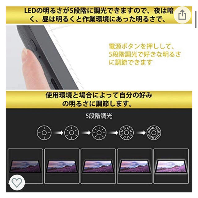 トレース台 A4サイズ 5段階調光ライト エンタメ/ホビーのアート用品(その他)の商品写真