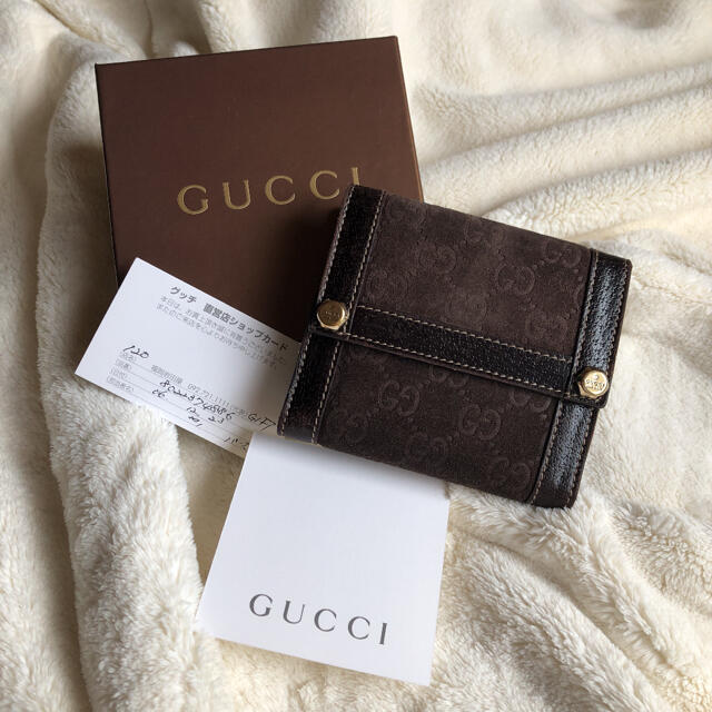 Gucci(グッチ)のGUCCI グッチ 2つ折り財布  スエード　レザー レディースのファッション小物(財布)の商品写真