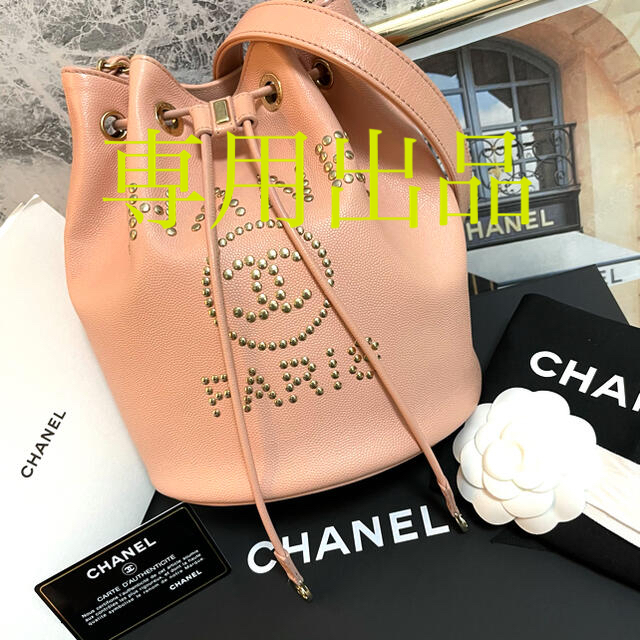 CHANEL✩.*˚希少 ドーヴィル キャビアスキン 巾着 ショルダーバッグ約19cm27cm高さ