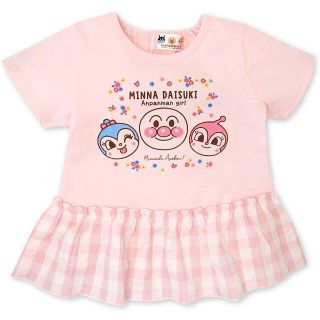 アンパンマン(アンパンマン)の新品　アンパンマン　リップルフリル半袖Tシャツ　おしゃれなピンク(Tシャツ/カットソー)