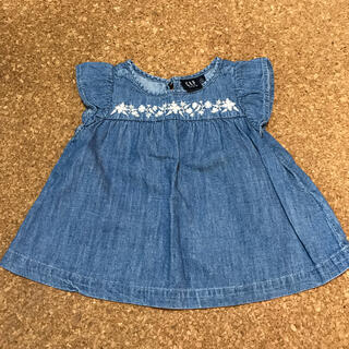 ギャップ(GAP)のGAP DENIM  チュニック　デニム　半袖　95cm 女の子(Tシャツ/カットソー)