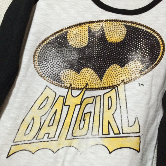 BATgirl☆かすれ調プリント&ラインストーン付きラグランロンT☆アメカジ レディースのトップス(Tシャツ(長袖/七分))の商品写真