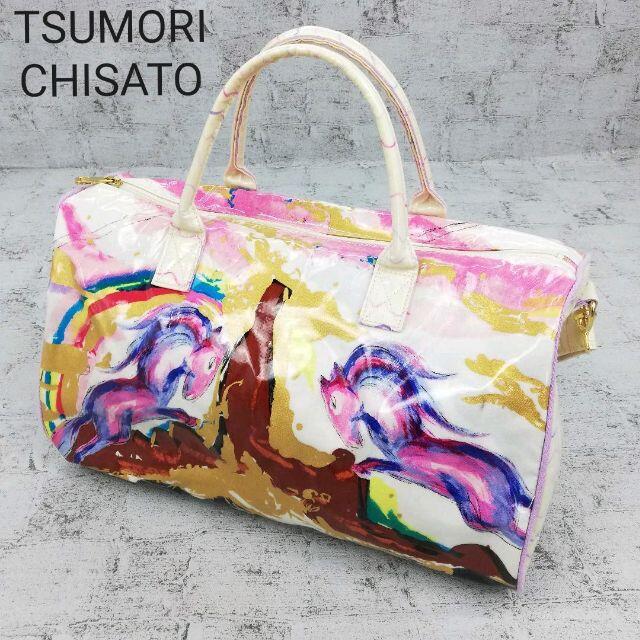 TSUMORI CHISATO ツモリチサト 総柄プリントエナメルボストンバッグ