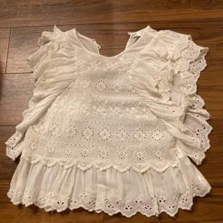 ザラ(ZARA)のZARA ブラウス　白ブラウス　レース　ノースリーブ　TRF(シャツ/ブラウス(半袖/袖なし))