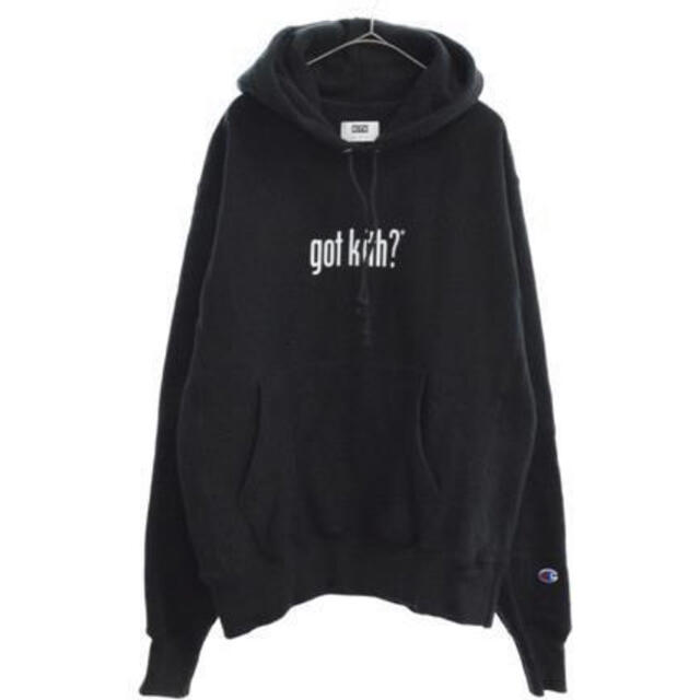 KITH × Champion got KITH? ロゴパーカー 黒 Lトップス